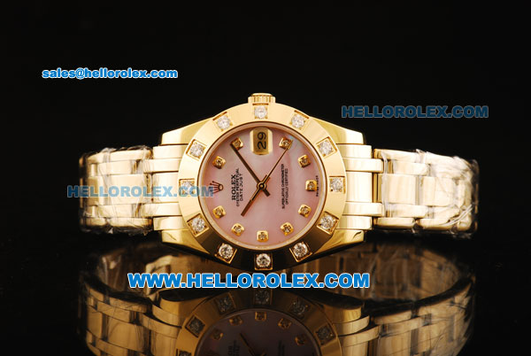 Rolex Datejust Automatic Movement Full Gold with Pink Dial and Diamond Markers-ETA Coating Case - Click Image to Close